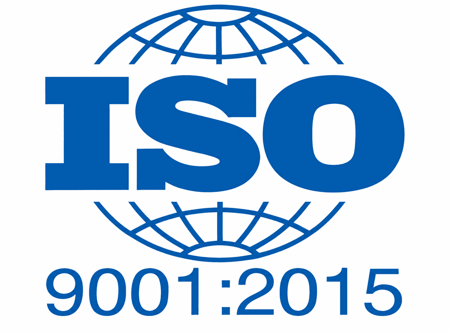 Biểu trưng ISO 9001:2015 màu xanh dương trên nền trắng